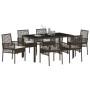 Conjunto de comedor de jardín de 7 piezas de con cojines de poliratán marrón de , Sillas de jardín - Ref: Foro24-3334866, Pre...
