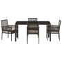 Conjunto de comedor de jardín de 5 piezas con cojines de ratán sintético marrón de , Sillas de jardín - Ref: Foro24-3334865, ...
