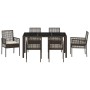 Conjunto de comedor de jardín de 7 piezas de con cojines de poliratán marrón de , Sillas de jardín - Ref: Foro24-3334866, Pre...
