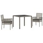 Conjunto de Comedor de Jardín de 3 Piezas con Cojines Gris de Poliratán de , Sillas de jardín - Ref: Foro24-3334871, Precio: ...
