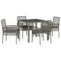Conjunto de Comedor de Jardín de 5 Piezas con Cojines Gris de Poliratán de , Sillas de jardín - Ref: Foro24-3334872, Precio: ...