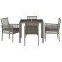 Conjunto de Comedor de Jardín de 5 Piezas con Cojines Gris de Poliratán de , Sillas de jardín - Ref: Foro24-3334872, Precio: ...
