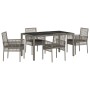 Conjunto de Comedor de Jardín de 5 Piezas con Cojines Gris de Poliratán de , Sillas de jardín - Ref: Foro24-3334873, Precio: ...