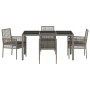 Conjunto de Comedor de Jardín de 5 Piezas con Cojines Gris de Poliratán de , Sillas de jardín - Ref: Foro24-3334873, Precio: ...