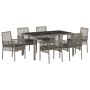 Conjunto de Comedor de Jardín de 7 Piezas con Cojines Gris de Poliratán de , Sillas de jardín - Ref: Foro24-3334874, Precio: ...
