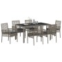 Conjunto de Comedor de Jardín de 7 Piezas con Cojines Gris de Poliratán de , Sillas de jardín - Ref: Foro24-3334874, Precio: ...
