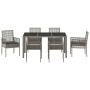 Conjunto de Comedor de Jardín de 7 Piezas con Cojines Gris de Poliratán de , Sillas de jardín - Ref: Foro24-3334874, Precio: ...