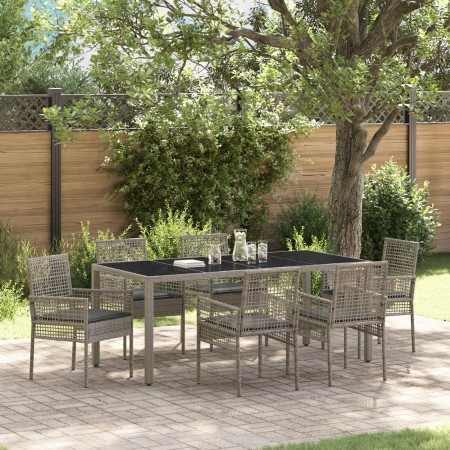 Juego de comedor de jardín de 7 piezas con cojines gris poliratán de , Sillas de jardín - Ref: Foro24-3334875, Precio: 530,49...
