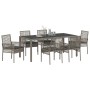 Juego de comedor de jardín de 7 piezas con cojines gris poliratán de , Sillas de jardín - Ref: Foro24-3334875, Precio: 530,49...