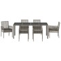 Juego de comedor de jardín de 7 piezas con cojines gris poliratán de , Sillas de jardín - Ref: Foro24-3334875, Precio: 530,49...