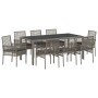 Conjunto de Comedor de Jardín de 9 Piezas con Cojines en Gris de Poliratán de , Sillas de jardín - Ref: Foro24-3334876, Preci...