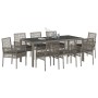 Conjunto de Comedor de Jardín de 9 Piezas con Cojines en Gris de Poliratán de , Sillas de jardín - Ref: Foro24-3334876, Preci...