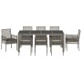 Conjunto de Comedor de Jardín de 9 Piezas con Cojines en Gris de Poliratán de , Sillas de jardín - Ref: Foro24-3334876, Preci...