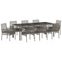 Conjunto de Comedor de Jardín de 9 Piezas con Cojines Gris de Poliratán de , Sillas de jardín - Ref: Foro24-3334877, Precio: ...