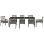 Conjunto de Comedor de Jardín de 9 Piezas con Cojines Gris de Poliratán de , Sillas de jardín - Ref: Foro24-3334877, Precio: ...