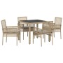Juego de Comedor de Jardín de 5 Piezas con Cojines Beige de Poliratán de , Sillas de jardín - Ref: Foro24-3334880, Precio: 31...