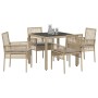 Juego de Comedor de Jardín de 5 Piezas con Cojines Beige de Poliratán de , Sillas de jardín - Ref: Foro24-3334880, Precio: 31...