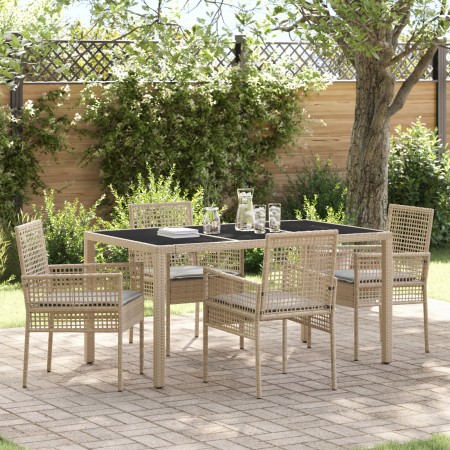 Conjunto de Comedor de Jardín de 5 Piezas con Cojines Beige de Poliratán de , Sillas de jardín - Ref: Foro24-3334881, Precio:...