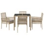 Juego de Comedor de Jardín de 5 Piezas con Cojines Beige de Poliratán de , Sillas de jardín - Ref: Foro24-3334880, Precio: 31...