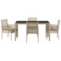 Conjunto de Comedor de Jardín de 5 Piezas con Cojines Beige de Poliratán de , Sillas de jardín - Ref: Foro24-3334881, Precio:...