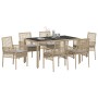 Conjunto de Comedor de Jardín de 7 Piezas con Cojines Beige de Poliratán de , Sillas de jardín - Ref: Foro24-3334882, Precio:...
