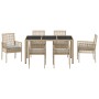 Conjunto de Comedor de Jardín de 7 Piezas con Cojines Beige de Poliratán de , Sillas de jardín - Ref: Foro24-3334882, Precio:...