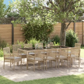 Juego de Comedor de Jardín de 11 Piezas con Cojines Beige Poliratán de , Sillas de jardín - Ref: Foro24-3334886, Precio: 810,...