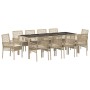 Juego de Comedor de Jardín de 11 Piezas con Cojines Beige Poliratán de , Sillas de jardín - Ref: Foro24-3334886, Precio: 810,...