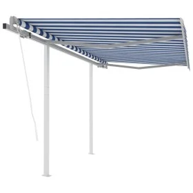 Automatic retractable awning with blue and white poles 3.5x2.5 m by vidaXL, Awnings - Ref: Foro24-3069926, Price: 463,73 €, D...
