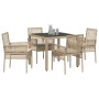 Juego de Comedor de Jardín de 5 Piezas con Cojines Beige de Poliratán de , Sillas de jardín - Ref: Foro24-3334888, Precio: 31...