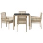 Juego de Comedor de Jardín de 5 Piezas con Cojines Beige de Poliratán de , Sillas de jardín - Ref: Foro24-3334888, Precio: 31...