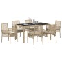 Conjunto de Comedor de Jardín de 7 Piezas con Cojines Beige de Polirratán de , Sillas de jardín - Ref: Foro24-3334890, Precio...