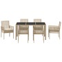 Conjunto de Comedor de Jardín de 7 Piezas con Cojines Beige de Polirratán de , Sillas de jardín - Ref: Foro24-3334890, Precio...