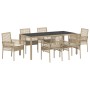 Set de Comedor de Jardín de 7 Piezas con Cojines Beige de Poliratán de , Sillas de jardín - Ref: Foro24-3334891, Precio: 513,...