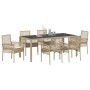 Set de Comedor de Jardín de 7 Piezas con Cojines Beige de Poliratán de , Sillas de jardín - Ref: Foro24-3334891, Precio: 513,...