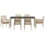 Set de Comedor de Jardín de 7 Piezas con Cojines Beige de Poliratán de , Sillas de jardín - Ref: Foro24-3334891, Precio: 513,...