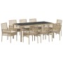 Conjunto de Comedor de Jardín de 9 Piezas con Cojines Beige de Poliratán de , Sillas de jardín - Ref: Foro24-3334892, Precio:...