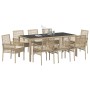 Conjunto de Comedor de Jardín de 9 Piezas con Cojines Beige de Poliratán de , Sillas de jardín - Ref: Foro24-3334892, Precio:...