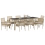 Set de Comedor de Jardín de 9 Piezas con Cojines Beig de Poliratán de , Sillas de jardín - Ref: Foro24-3334893, Precio: 612,5...