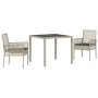 Conjunto de Comedor de Jardín de 3 Piezas con Cojines Gris Claro de Poliratán de , Sillas de jardín - Ref: Foro24-3334895, Pr...