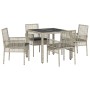 Set de Comedor de Jardín de 5 Piezas con Cojines Gris Claro de Poliratán de , Sillas de jardín - Ref: Foro24-3334896, Precio:...