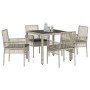 Set de Comedor de Jardín de 5 Piezas con Cojines Gris Claro de Poliratán de , Sillas de jardín - Ref: Foro24-3334896, Precio:...