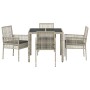 Set de Comedor de Jardín de 5 Piezas con Cojines Gris Claro de Poliratán de , Sillas de jardín - Ref: Foro24-3334896, Precio:...
