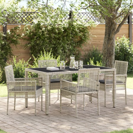 Conjunto de Comedor de Jardín de 5 Piezas con Cojines Gris Claro de Poliratán de , Sillas de jardín - Ref: Foro24-3334897, Pr...