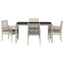 Conjunto de Comedor de Jardín de 5 Piezas con Cojines Gris Claro de Poliratán de , Sillas de jardín - Ref: Foro24-3334897, Pr...