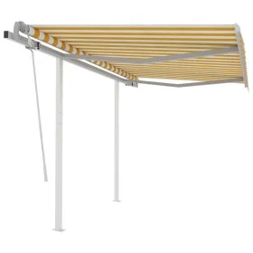 Retractable manual awning with yellow and white poles, 3x2.5 m. by vidaXL, Awnings - Ref: Foro24-3069898, Price: 307,26 €, Di...