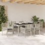 Juego de comedor de jardín de 7 piezas con cojines en gris claro de poliratán de , Sillas de jardín - Ref: Foro24-3334898, Pr...