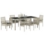Juego de Comedor de Jardín de 7 Piezas con Cojines en Polirratán Gris Claro de , Sillas de jardín - Ref: Foro24-3334899, Prec...