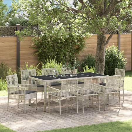 Conjunto de Comedor de Jardín de 9 Piezas Gris Claro Poliratán de , Sillas de jardín - Ref: Foro24-3334900, Precio: 565,83 €,...