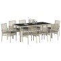 Conjunto de Comedor de Jardín de 9 Piezas Gris Claro Poliratán de , Sillas de jardín - Ref: Foro24-3334900, Precio: 565,83 €,...